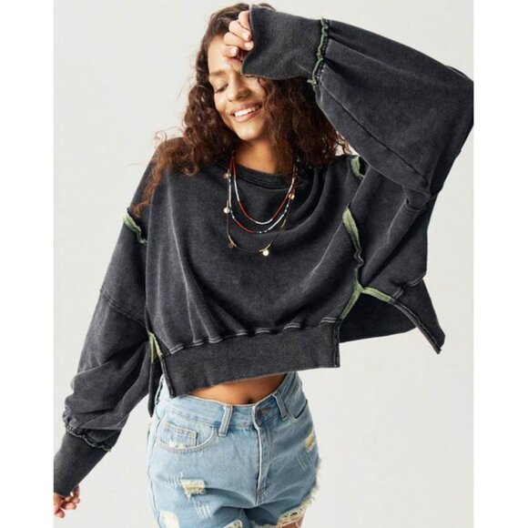 Private Label Tops - Intercept Pullover Cropped Sweatshirt NWT